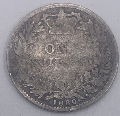 1880 Victoria Shilling | British Silver Coin | Fair Grade | a024