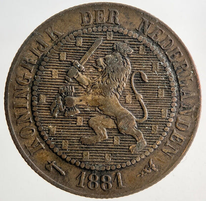 1881 Netherlands 2 1/2 Cent Coin | Fine Collectable Grade