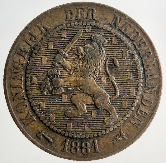 1881 Netherlands 2 1/2 Cent Coin | Fine Collectable Grade