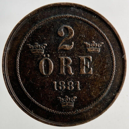 1881 Denmark 2 Ore Coin | Fine Collectable Grade