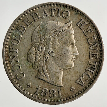 1881 Switzerland Swiss 10 Rappen Coin | Fine Collectable Grade