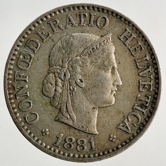 1881 Switzerland Swiss 10 Rappen Coin | Fine Collectable Grade
