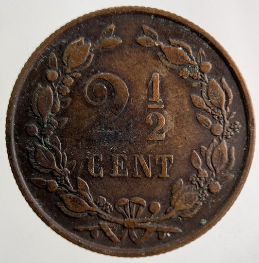 1881 Netherlands 2 1/2 Cent Coin | Fine Collectable Grade