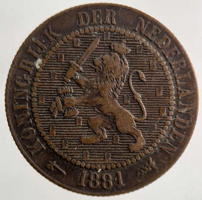 1881 Netherlands 2 1/2 Cent Coin | Fine Collectable Grade