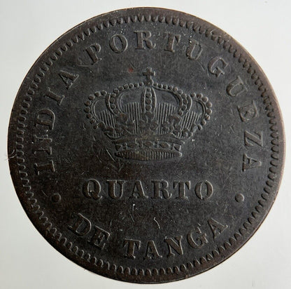 1881 India Portugal Quarto De Tanga Coin | Fine Collectable Grade