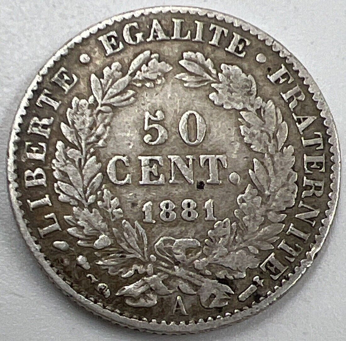 1881-A 50 Centimes France Silver Coin | Collectable Grade