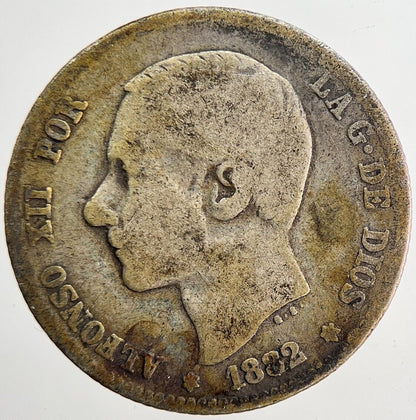 1882 Spain Una 1 Peseta Silver Coin | Collectable Grade | a6185