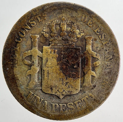 1882 Spain Una 1 Peseta Silver Coin | Collectable Grade | a6185