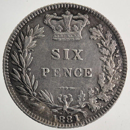 1881 Victoria Sixpence Silver Coin | Very High Grade | a9966