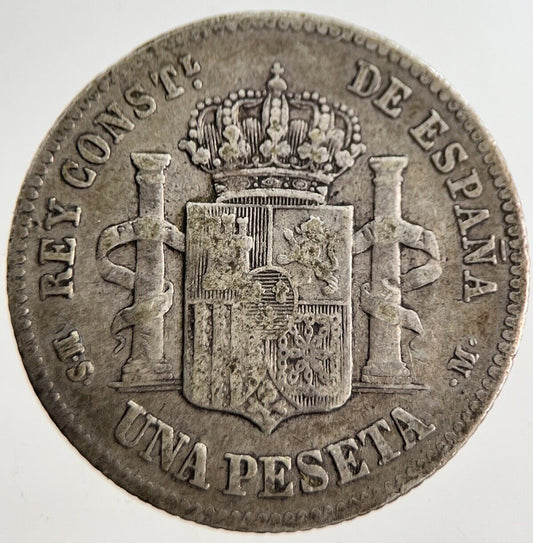 1882 Spain Una 1 Peseta Silver Coin | Fine Collectable Grade | a8898