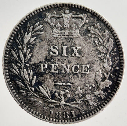 1881 Victoria Sixpence Silver Coin | Very High Grade | a8639