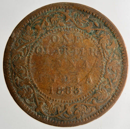 1883 India One Quarter 1/4 Anna Coin Collectable Grade