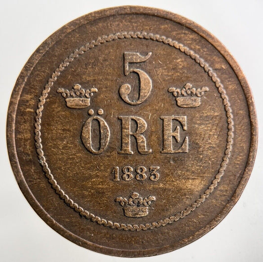 1883 Sweden 5 Ore Coin | Fine Collectable Grade