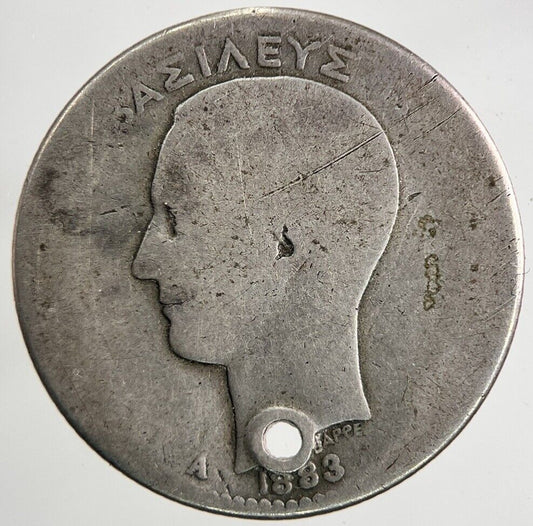 1883 Greece Greek 1 Drachma Silver Coin | Fair Grade