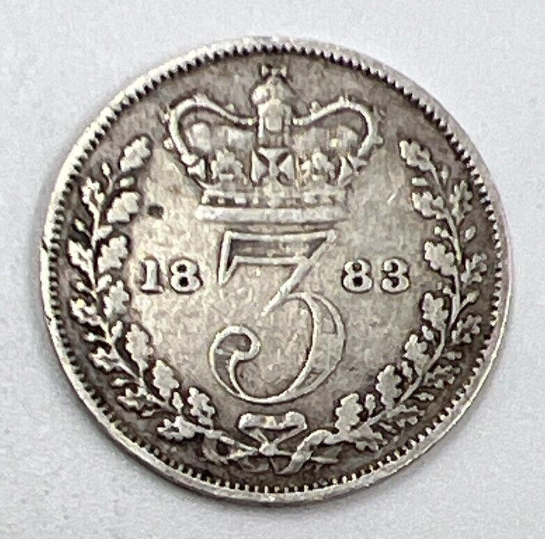 1883 Victoria Threepence | British Silver Coin | Fine Collectable Grade | a1263