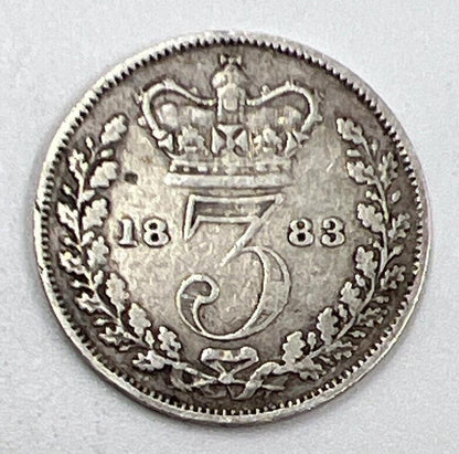 1883 Victoria Threepence | British Silver Coin | Fine Collectable Grade | a1263
