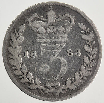 1883 Victoria Threepence Silver Coin | Fine Collectable Grade | a9952