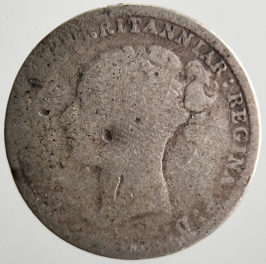 1883 Young Head Victoria Threepence Silver Coin | Worn Grade | a4065