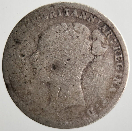 1883 Young Head Victoria Threepence Silver Coin | Worn Grade | a4065