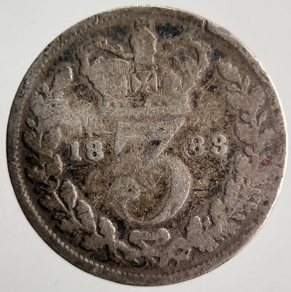 1883 Young Head Victoria Threepence Silver Coin | Fair Grade | a4064