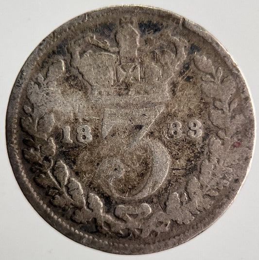 1883 Young Head Victoria Threepence Silver Coin | Fair Grade | a4064