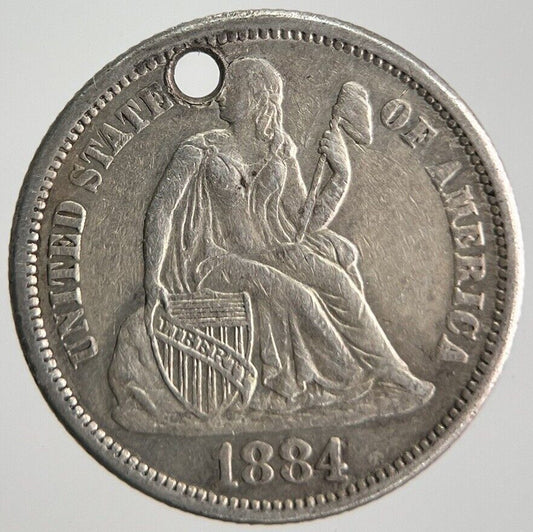 1884 US USA Liberty Seated Dime Silver Coin | Very High Grade | a4494