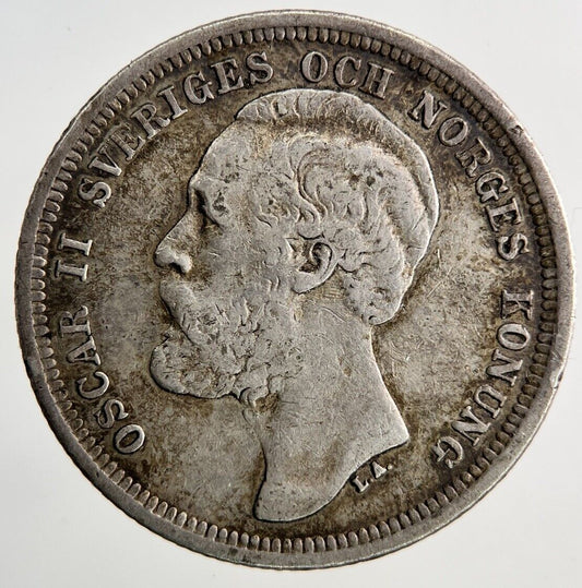 1884 Sweden 1 Krona Silver Coin | Fine Collectable Grade