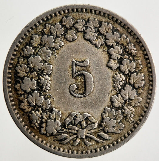 1884 Switzerland Swiss 5 Rappen Coin | Fine Collectable Grade