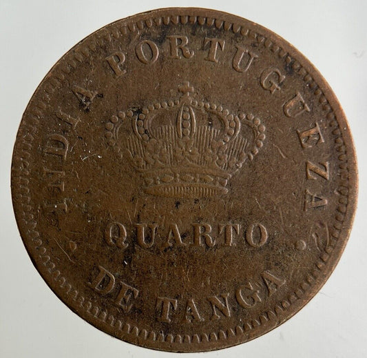 1884 India Portugal Quarto De Tanga Coin | Fine Collectable Grade