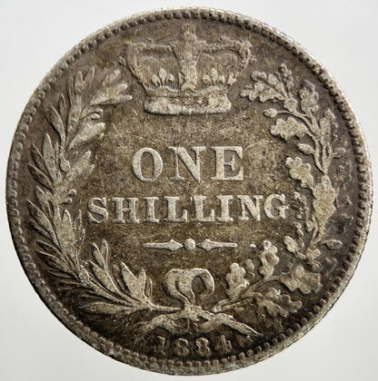 1884 Victoria Shilling | British Silver Coin | Fine Collectable Grade | a1021