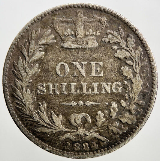 1884 Victoria Shilling | British Silver Coin | Fine Collectable Grade | a1021