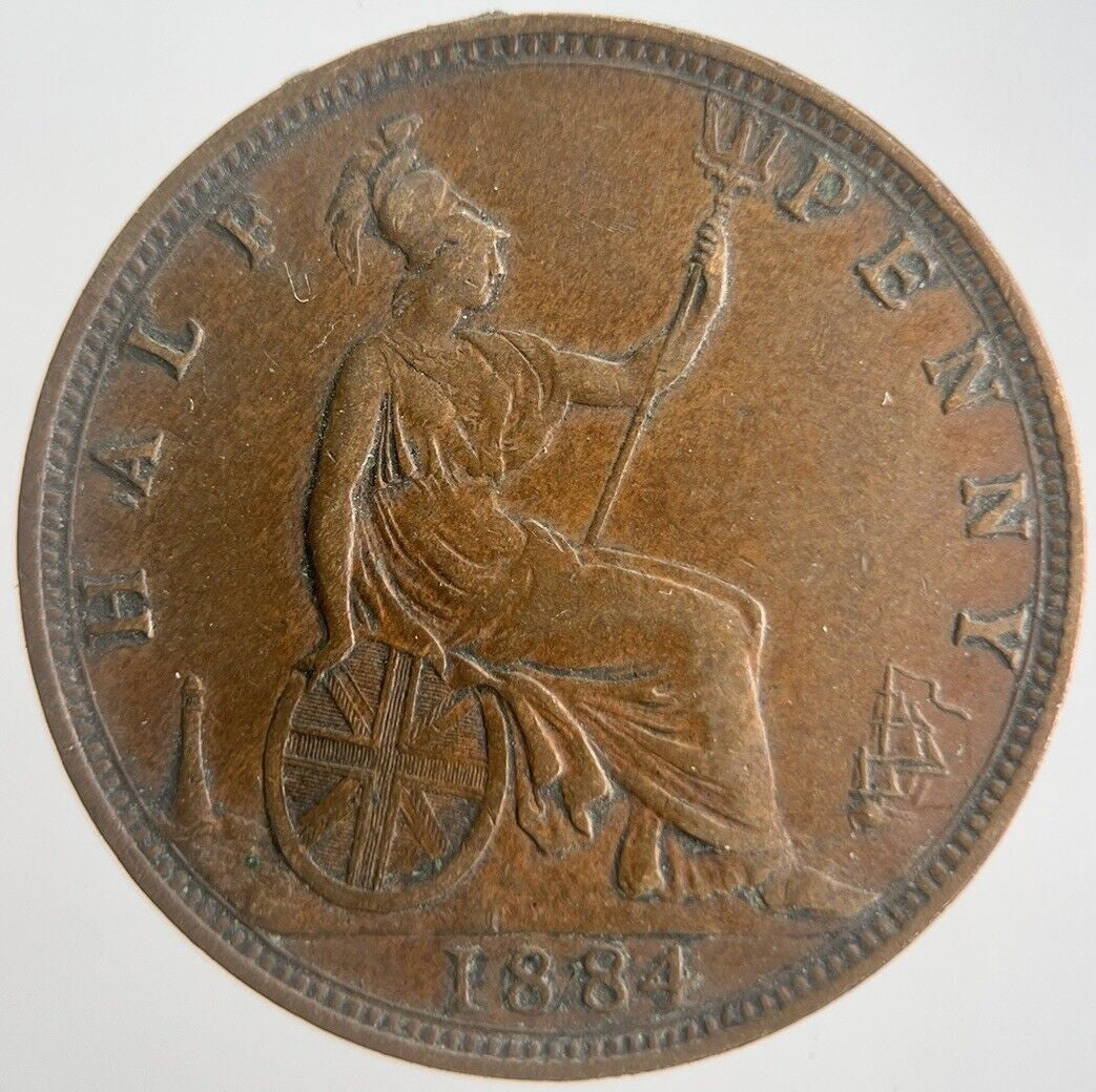 1884 Victoria Half-Penny Coin | Very Fine Grade | a4504