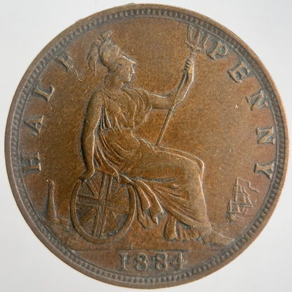 1884 Victoria Half-Penny Coin | Very Fine Grade | a4504