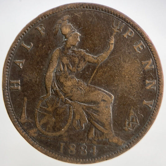 1884 Victoria Half-Penny | British Copper Coin | Collectable Grade | a1088