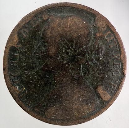 1884 Victoria One Penny Coin | Worn Grade