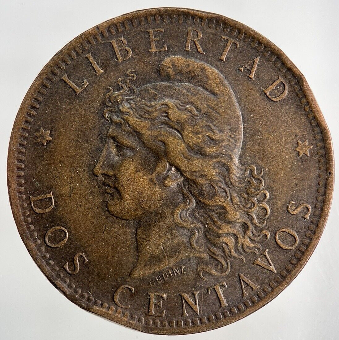 1885 Argentina Dos 2 Centavos Coin | Fine Collectable Grade