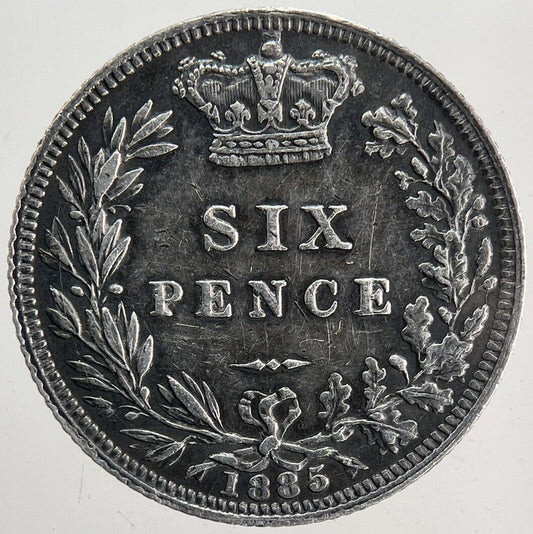 1885 Victoria Sixpence Silver Coin | Very Fine Grade | a6108