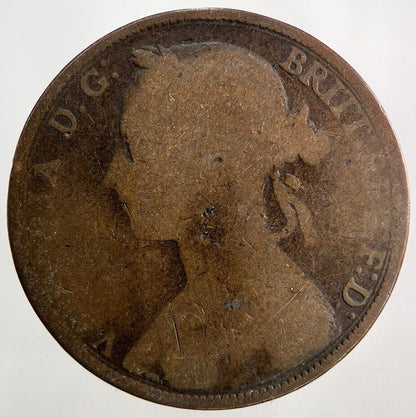 1885 Victoria One Penny Coin | Worn Grade
