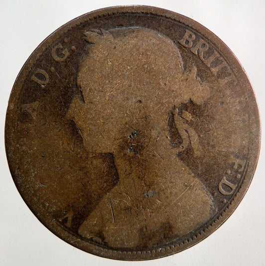1885 Victoria One Penny Coin | Worn Grade