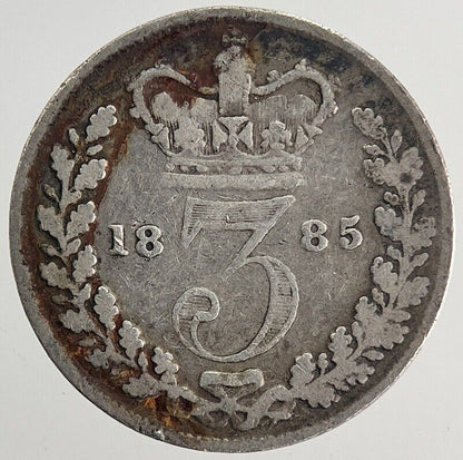 1885 Victoria Threepence Silver Coin | Fine Collectable Grade | a9953