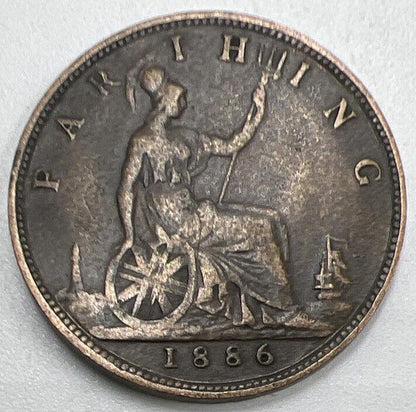 1886 Victoria Farthing | British Copper Coin | Collectable Grade | a996