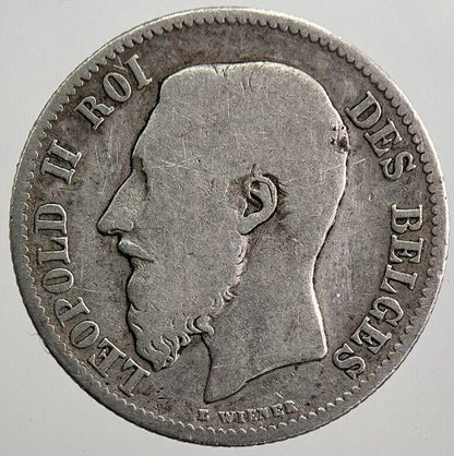 1886 Belgium 50 Cents Silver Coin | Collectable Grade | a7962