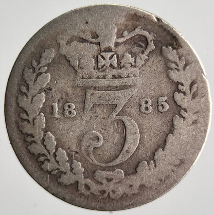 1885 Young Head Victoria Threepence Silver Coin | Fair Grade | a4063