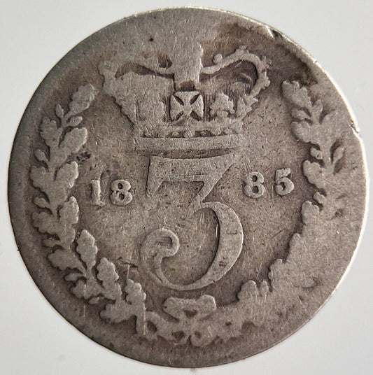 1885 Young Head Victoria Threepence Silver Coin | Fair Grade | a4063