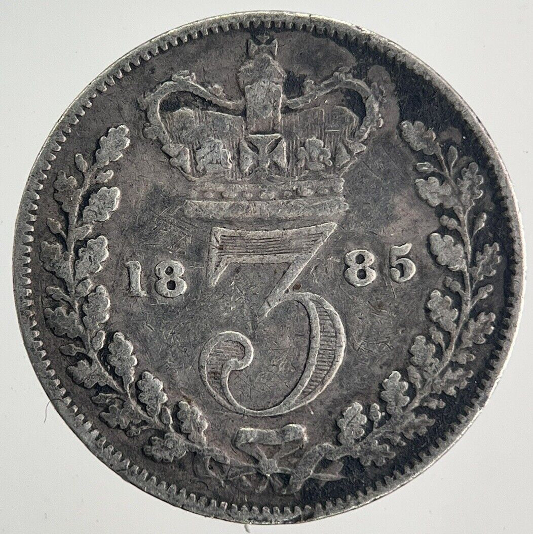 1885 Victoria Threepence Silver Coin | Fine Collectable Grade | a9949