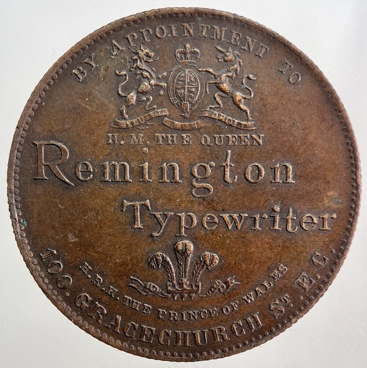 1886 Remington Typewriter Royal Family Token Coin | Very High Grade | a5793