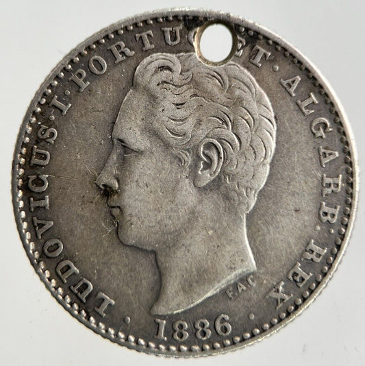 1886 Portugal 100 Reis Silver Coin | Fine Collectable Grade