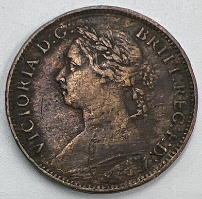 1886 Victoria Farthing | British Copper Coin | Very High Grade | a1332