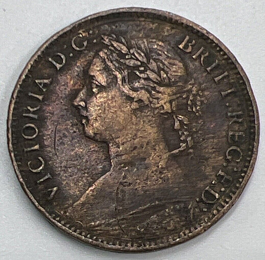1886 Victoria Farthing | British Copper Coin | Very High Grade | a1332