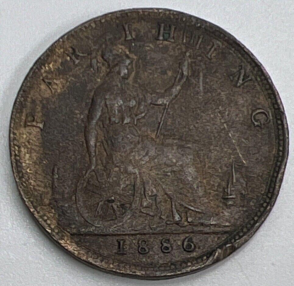 1886 Victoria Farthing | British Copper Coin | Very High Grade | a1332